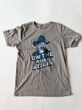 Women's Gray Graphic Short Sleeve Tee - 'On The Road Again'
